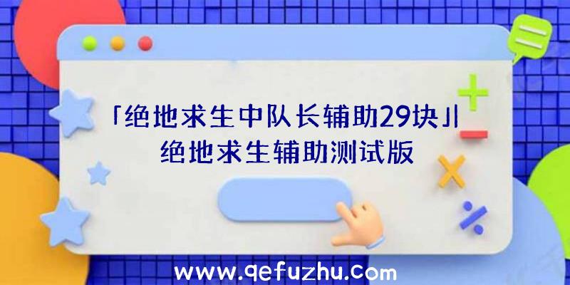 「绝地求生中队长辅助29块」|绝地求生辅助测试版
